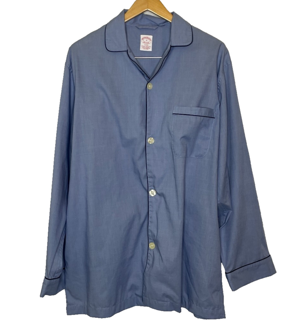 Men's Medium Brooks Brothers Blue Cotton Button Front Pajama Top
